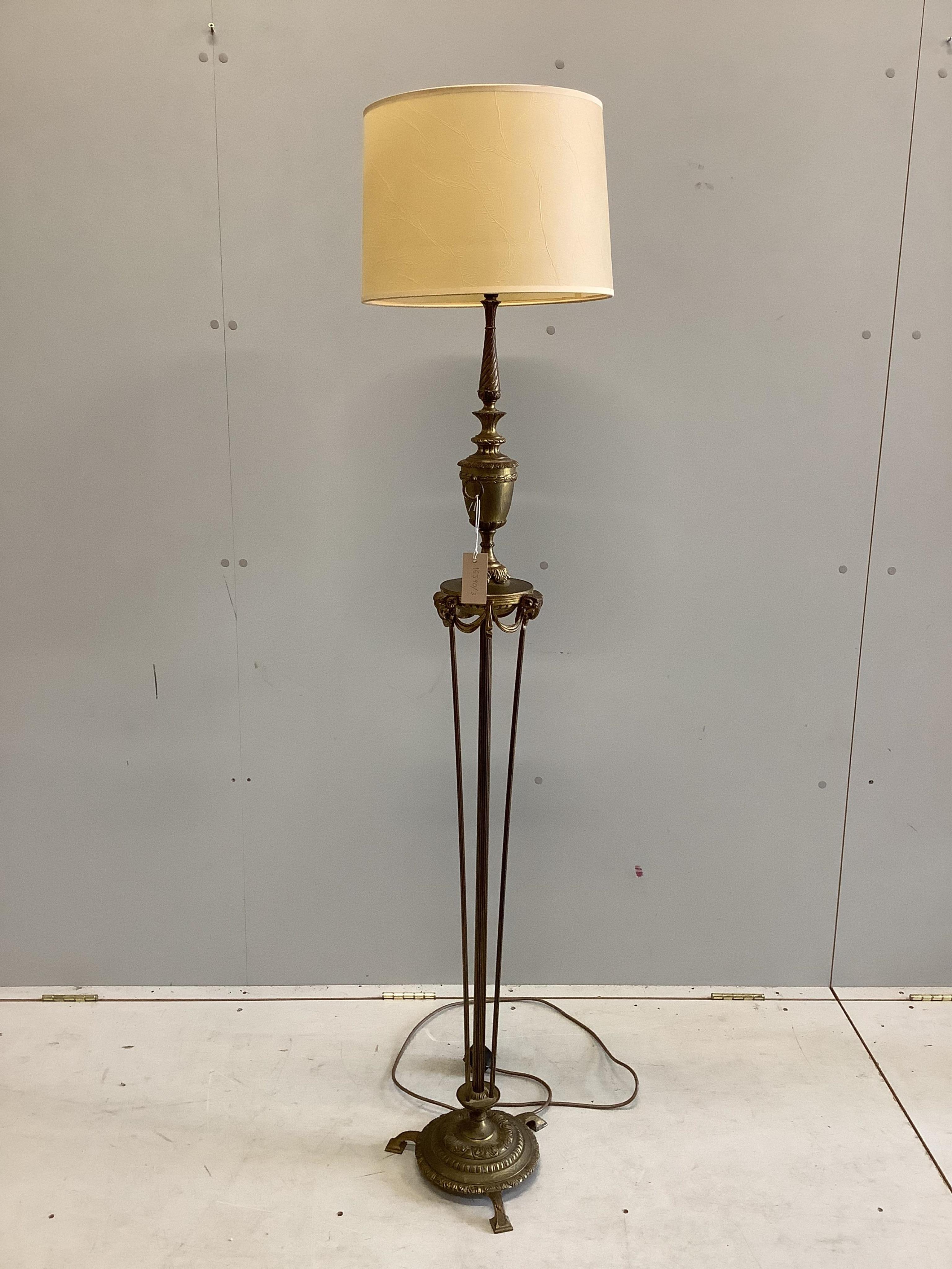 An Empire style gilt metal standard lamp, height including shade 159cm. Condition - fair to good